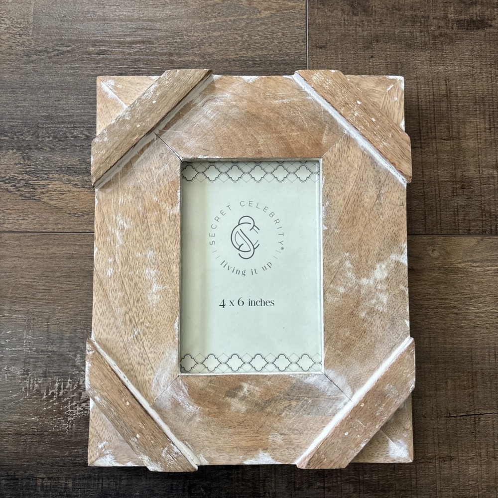 Secret Celebrity 4x6 Photo Picture Frame Wood White Washed Rustic Cottage Core